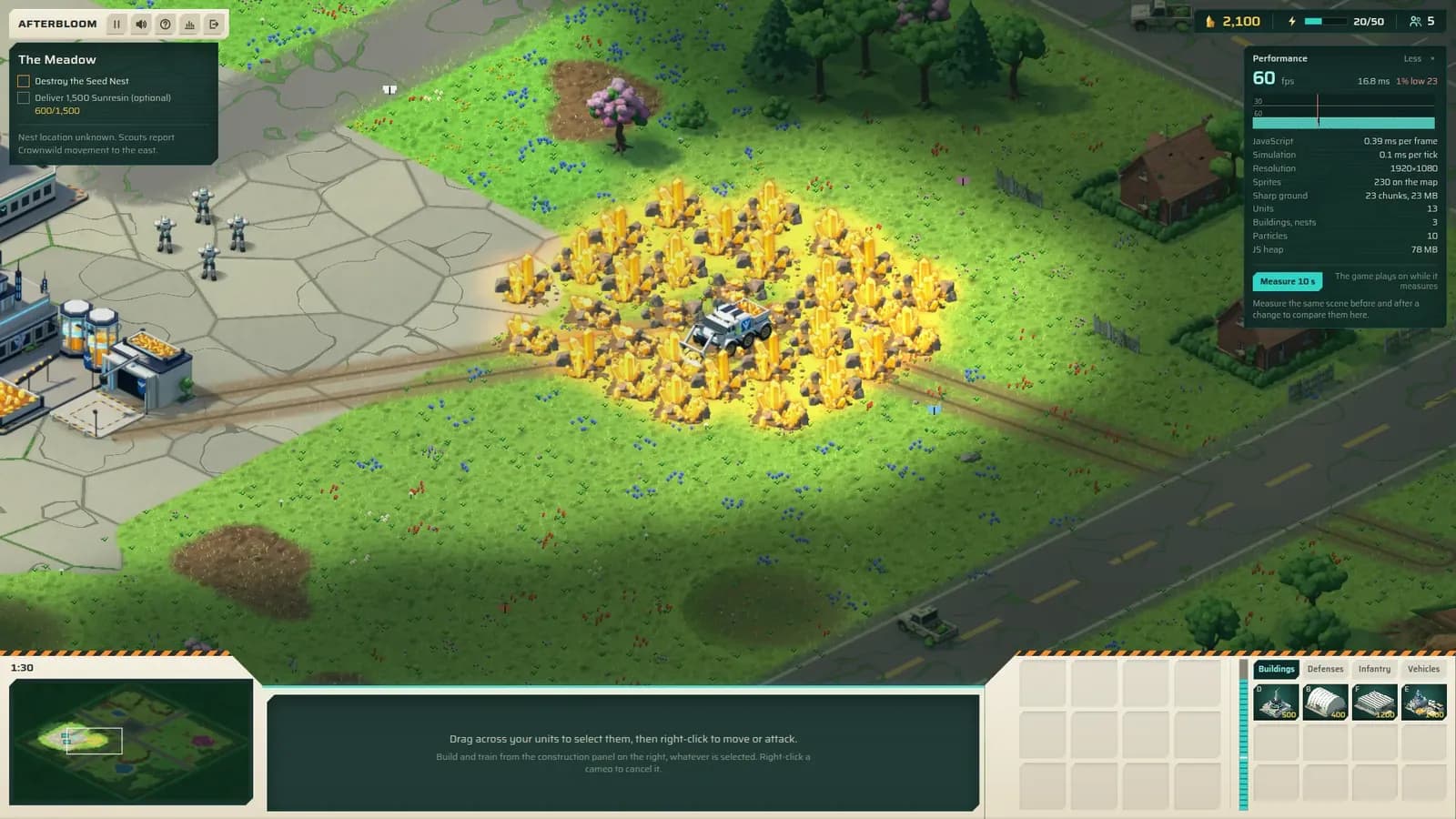 A Gleaner harvesting a glowing yellow crystal field.